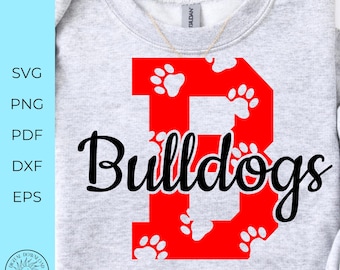 Bulldogs svg, cheer svg, paw print svg, Football,  png, dxf, file for cricut, digital download, bulldog svg, sublimation, monogram, iron