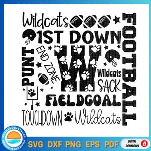 wildcats Football svg, wildcats Typography svg, Wildcats svg, Team Spirit svg, School shirt design, cricut cut file, silhouette, svg,png,dxf