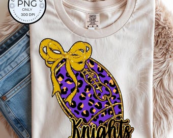 Knights PNG, Football Cheerleader Graphic, Leopard Print Sublimation (Digital Download)
