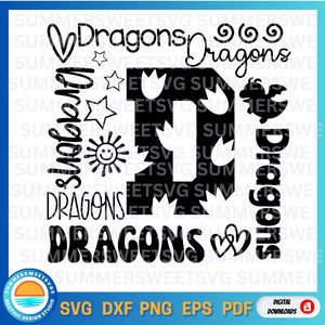 Dragons Typography svg, Dragons svg, dragons cheer svg, Team Spirit svg, School shirt design, cricut cut file, silhouette, svg,png, dxf