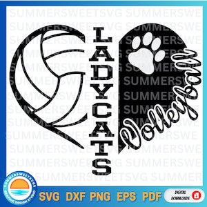 Ladycats Volleyball SVG, Ladycat, Volleyball shirt svg, Volleyball heart, cricut cut files, eps svg png dxf cricut svg files, cutter file
