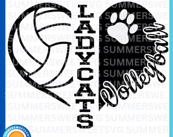 Ladycats Volleyball SVG, Ladycat, Volleyball shirt svg, Volleyball heart, cricut cut files, eps svg png dxf cricut svg files, cutter file