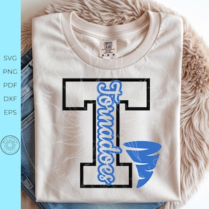 Tornadoes Mascot SVG, Varsity Letter T, School Spirit Graphic (Digital Download)