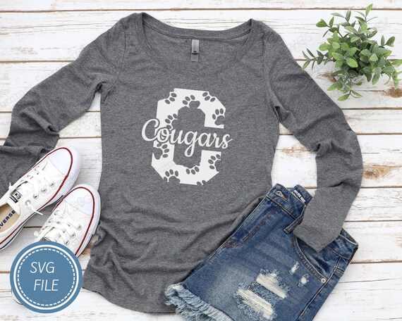 Download Cougar Svg Cougar Paw Print Cougar Cheer Shirt Svg Cougar Etsy