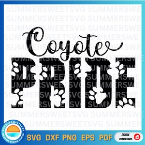 Coyotes svg dxf png coyotes garçons cheer école esprit maman design cricut coupe fichier numérique coupe fichier coyote pride dégroupable sublimation fer