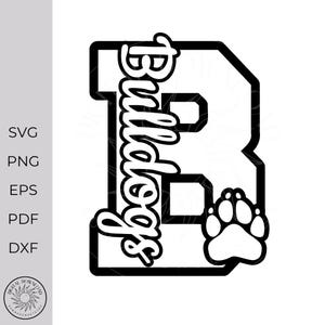 Bulldogs SVG dxf png Cheer teamgeest bulldogs Cricut Cut bestanden silhouet sublimatie ontwerp digitale snijbestanden ontwerp voor meisjes jongens mannen
