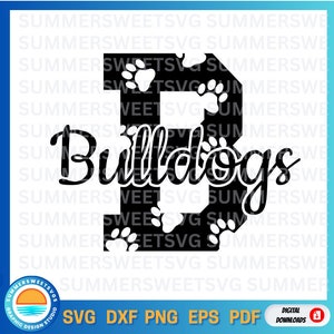Bulldogs svg, cheer svg, paw print svg, Football,  png, dxf, file for cricut, digital download, bulldog svg, sublimation, monogram, iron