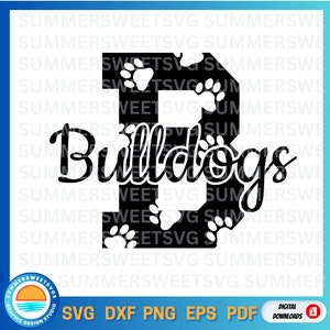Bulldogs svg, cheer svg, pootafdruk svg, voetbal, png, dxf, bestand voor cricut, digitale download, bulldog svg, sublimatie, monogram, ijzer