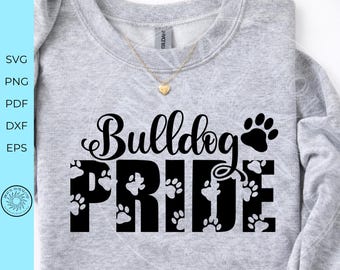 Bulldogs Pride SVG, paw print svg, team spirit svg, pride shirt svg, cheer design, svg, png files for cricut silhouette, digital download