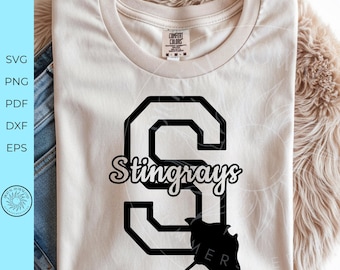 Stingray Svg, Varsity School Letter S cut file, School spirit spirit png, game day design, Sport mama png, Cheerleader svg, digital Download