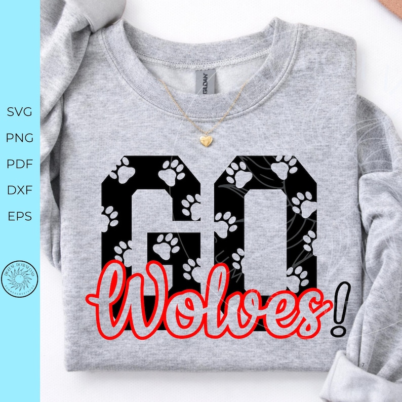 Wolves SVG, Go wolves game day design, School spirit shirt cut file, mascot clipart, wolf paw prints, student teacher svg, digital download