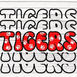 Tiger SVG, Tigers Retro Svg, Stacked Svg, Retro Design,paw Print Cut ...