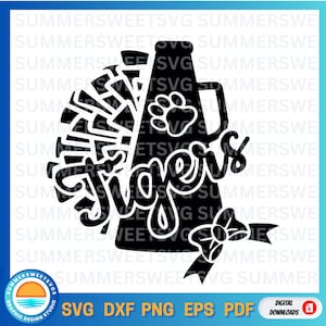 Tiger jubeln SVG, Megaphon svg, jubeln Mama, svg png dxf eps, sublimation, Scherenschnitt, digitaler Download, Cricut geschnitten Datei, Schule Monogramm svg