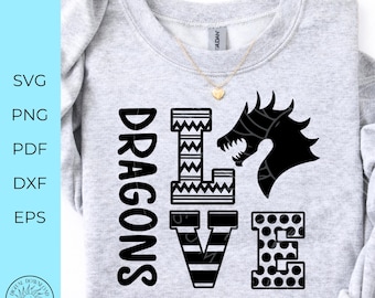Dragons SVG, dragons png, love dragons svg, school spirit cut file, shirt design svg, silhouette dxf file, cricut cut file, instant download