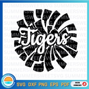 tigers svg, Cheerleader svg, pom pom design, svg, png, dxf, cricut cut files, digital cut files, monogram, sublimation, silhouette, vinyl