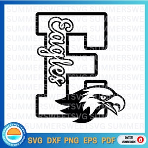 Adler svg png Sublimation druckbare Adler jubeln Buchstabe Design Cricut Silhouette Schnittdatei digitale Schnittdatei nicht gruppierbares Druck- und Schnittbild