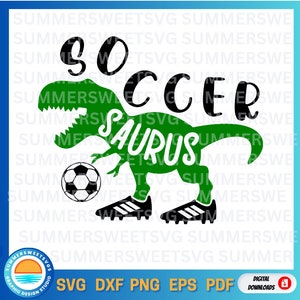 Futebol SVG, bola de futebol SVG, arquivo SVG de dinossauro, saurus SVG, dinossauro masculino, camiseta fofa de dinossauro SVG, T. rex SVG, eps, png, dxf, arquivo digital