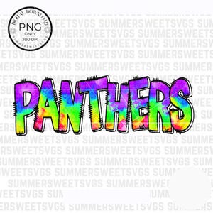 Panthers Png-Datei, bereit zum Drucken von PNG, Panthers Doodle Schrift PNG, Buntes Maskottchen PNG, Schulgeist Shirt Design, Maskottchen Sublimation PNG 300 dpi