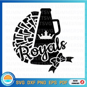 Royals SVG, megafoon svg, shirtontwerp, Cheer Mom svg, png dxf, silhouet, digitale download, cricut gesneden bestand, overdracht, monogram, printer