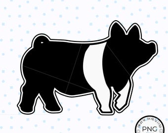Show Pig PNG File, Pig png design, Livestock show animal, 4h pig digital file, Pig transfer, sublimation design, show stock, black and white
