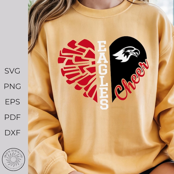 イーグルスチア SVG PNG DXF - チアリーダーポンポンデザイン - チームスピリット Cricut Silhouette ファイル - デジタルダウンロード モノグラムクラフトファイル