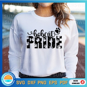 Bobcat SVG, pootafdrukken, Cheer svg, school geest svg, juich moeder, leraar svg, tshirt ontwerp, svg, png, dxf, cricut gesneden bestanden, digitale snijbestanden