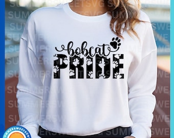 Bobcat SVG, paw prints, Cheer svg, school spirit svg, cheer mom, teacher svg, tshirt design,svg, png,dxf, cricut cut files,digital cut files