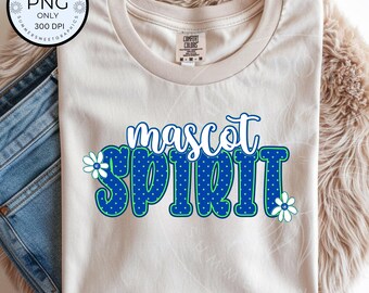 Nombre de mascota personalizado PNG, diseño de camiseta con el espíritu escolar personalizado, solicita los colores de tu escuela, gráfico para sudadera de día de partido, lunares preppy