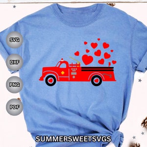 Valentines day svg, Fire Truck  SVG, boys valentine svg, firetruck shirt svg, firefighters valentine svg, dxf, eps, png, digital download