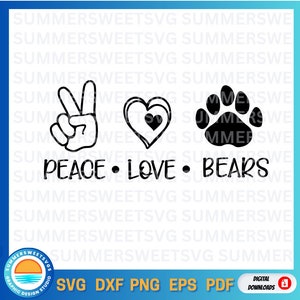 vredesliefde svg, hou van beren, beren svg-bestand, beren geest dag, geest dag svg, svg, dxf, png, pdf, digitale bestanden