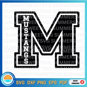 Mustangs SVG, Letter M svg, cheer svg, school spirit, sublimation png, cricut cut files, silhouette cut file, monogram svg, digital files