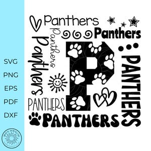 Panthers SVG, Paw Print P Initial, School Spirit, Cricut Silhouette Vector Cut File (Digital Download