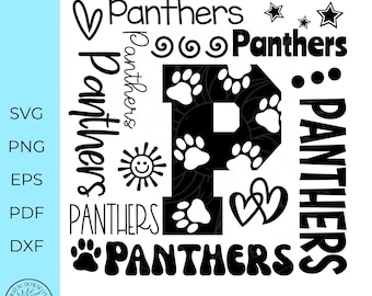 Panthers Typography svg, panthers svg, panthers cheer svg, Team Spirit svg, School shirt design, cricut cut file, silhouette, svg,png, dxf