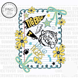 Tigers School Spirit png,Tigers  png,Tigers doodle png,preppy colors png,croquette bow, school  teacher png,mascot png,300 dpi digital
