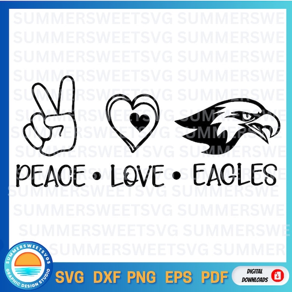 peace love svg, love Eagles, Cheer svg, eagle, cheer mom, school spirit, tshirt design, svg png eps dxf, circut cut files,digital cut files