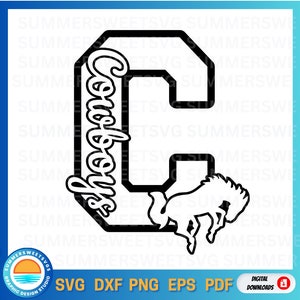 Cowboys svg, Cheer SVG, orgullo escolar svg, letra C grande, archivo png de sublimación, monograma, archivo de corte cricut, svg, png, dxf, archivo de corte digital