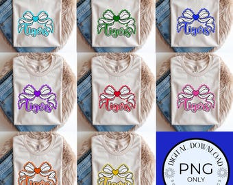 タイガースPNG、コケットチアボウPNGバンドル、8色昇華PNGファイルセット、オーダーメイドPNGバンドル、デジタルダウンロード