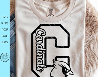 Cardinals SVG, Cardinal team spirit Design, Varsity Letter C svg, cheer shirt monogram, cricut cut file, Team sublimation, digital download