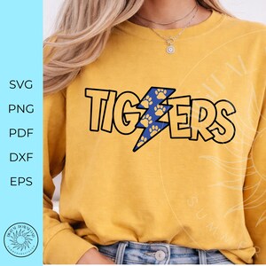 Tigers SVG, tigers lightning bolt SVG, paw print, team spirit svg,Cheer mom svg, cheer cut files for cricut or silhouette,svg, dxf, download