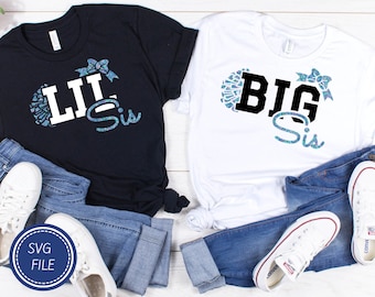 SVG de porristas de hermana mayor, SVG de porristas de hermana menor, archivos SVG de porristas, porristas, archivo de corte, formatos de archivo PNG, PDF, SVG, EPS, DXF, descarga instantánea