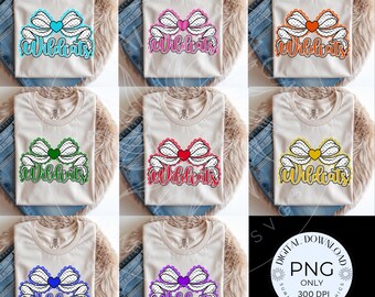 Paquete de PNG de lazos de animadora de los Wildcats, conjunto de 8 archivos PNG para sublimación, descarga digital
