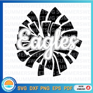 Eagles Svg, Cheer svg, cheerleader svg, pom pom svg,  cheer mom, school spirit svg, svg, png, dxf, cricut cut files,digital cut files