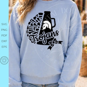 Trojans Cheerleader svg png pom pom svg megaphone cheer squad trojans svg cricut silhouette cut file cheer svg sublimation digital download