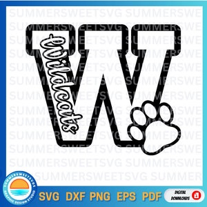 Wildcat SVG, Cheer svg, Paw print eps cut file, cricut cut files, cutter file, monogram, school pride, sublimation, silhouette,cheer mom svg