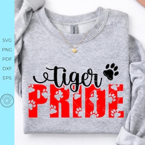 Tiger Pride SVG, School Spirit design, Cheerleader svg, sports mama png, pep rally tshirt design, team sublimation svg, digital download image 1