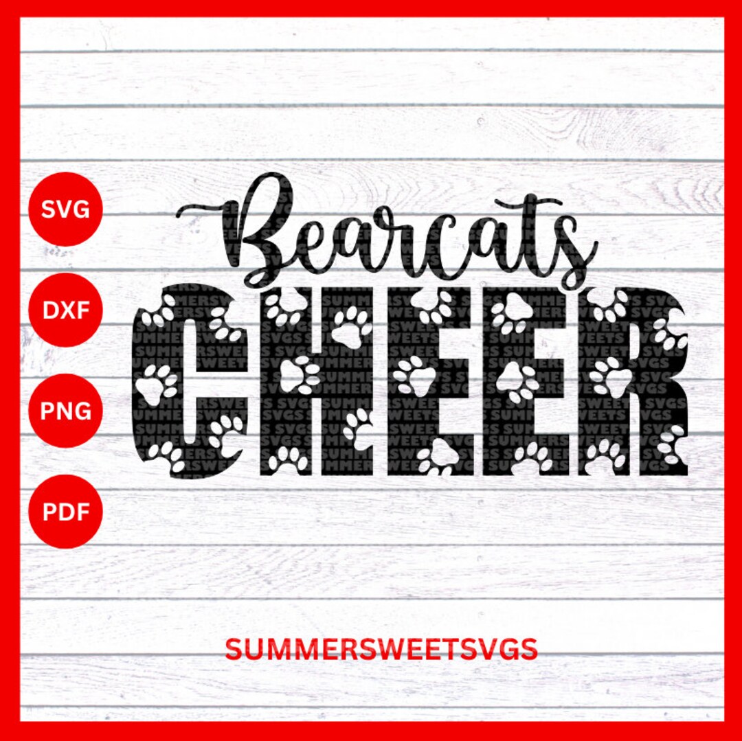Bearcat Cheer SVG Cheerleader Svg Paw Print Cut File Cricut Etsy