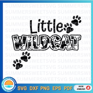 Wilde kat SVG, pootafdruk SVG, kleine wilde kat, basisschool monogram svg, terug naar school, cricut gesneden bestand, svg, png, dxf, eps, download