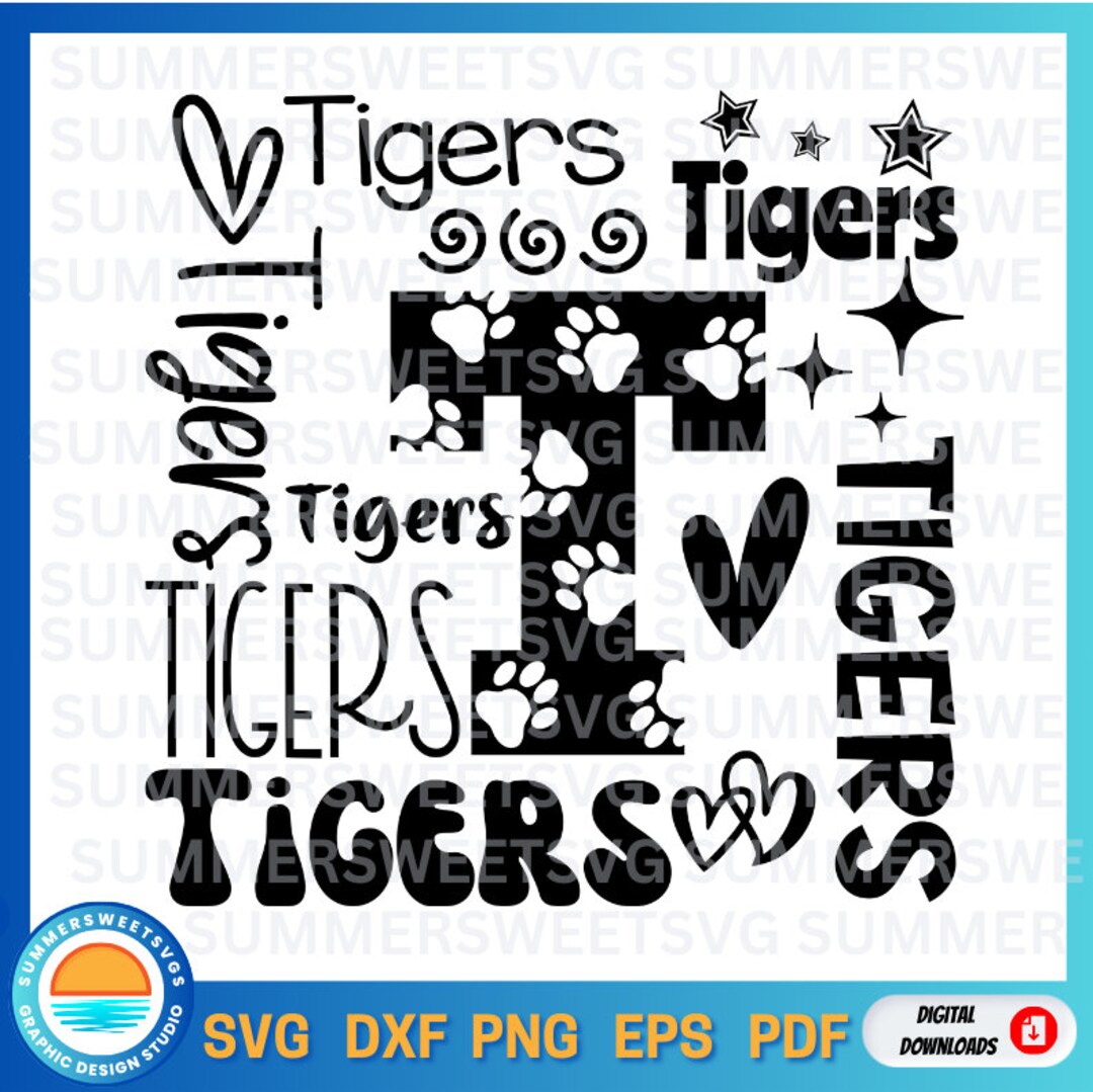 Tigers Typography Svg, Tigers Svg, Tigers Cheer Svg, Team Spirit Svg ...