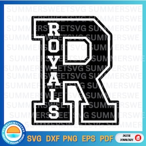 Royals svg, cheer svg, letter R svg, school geest svg, sublimatie png, cricut gesneden bestand, silhouet, digitale download, digitale overdracht