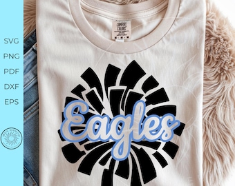 Eagles Svg, Cheer svg, cheerleader svg, pom pom svg,  cheer mom, school spirit svg, svg, png, dxf, cricut cut files,digital cut files